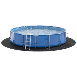 Tapis de sol de piscine noir Ø 610 cm, rond et en tissu non tissé. 