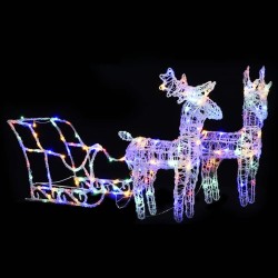 Décoration de Noël Rennes et traîneau 160 LED 130 cm Acrylique 