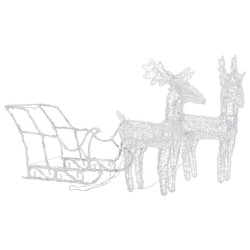 Décoration de Noël Rennes et traîneau 160 LED 130 cm Acrylique 