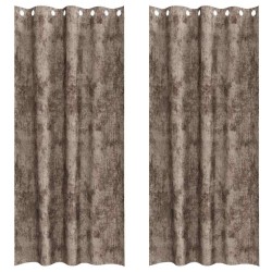 Rideaux en velours 2 pièces avec œillets Cappuccino 260 x 140 cm 