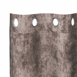 Rideaux en velours 2 pièces avec œillets Cappuccino 260 x 140 cm 