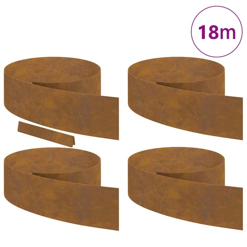 Bordure de jardin 4 pcs Rouillé 450 x 20 cm 