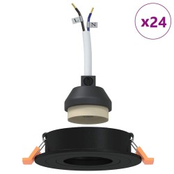 Projecteurs encastrés 24 pcs ronds GU10 noir Ø91 mm 