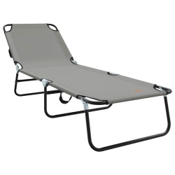 Chaise longue pliante 2 pcs portable en tissu Oxford gris 600D 