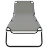 Chaise longue pliante 2 pcs portable en tissu Oxford gris 600D 