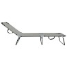 Chaise longue pliante 2 pcs portable en tissu Oxford gris 600D 
