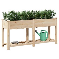 Jardinière avec étagère 161x43x76 cm en bois massif de sapin 