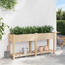 Jardinière avec étagère 161x43x76 cm en bois massif de sapin 