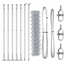 Jeu de Poteaux de Clôture Argent 10 m x 0.8 m Acier galvanisé 