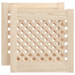 Portes d'armoires en treillis 2 pcs 39,5x39,5 cm pin massif 