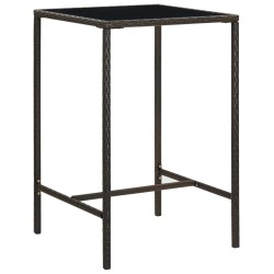 Table de bar de jardin Marron 70x70x110 cm Résine tressée verre 