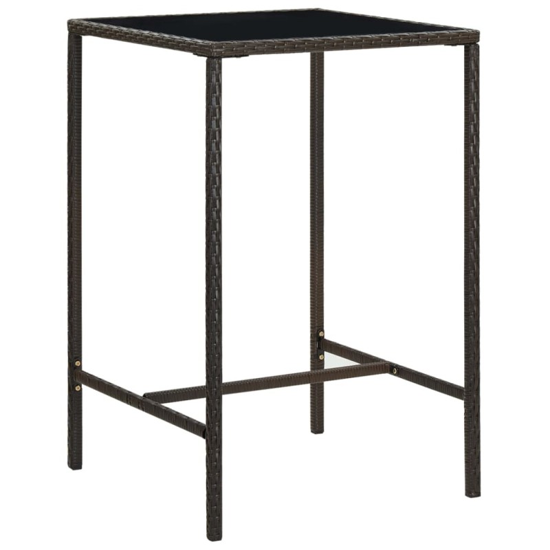 Table de bar de jardin Marron 70x70x110 cm Résine tressée verre Table de bar de jardin Marron 70x70x110 cm Résine tressée verre