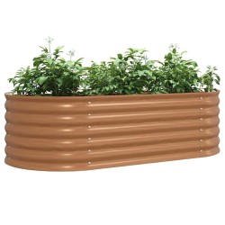 Jardin Surélevé Marron avec Aspect Bois 160x80x44 cm Acier 