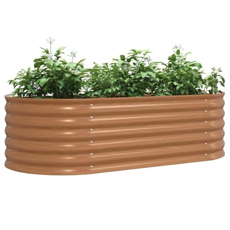 Jardin Surélevé Marron avec Aspect Bois 160x80x44 cm Acier 