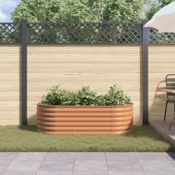 Jardin Surélevé Marron avec Aspect Bois 160x80x44 cm Acier 