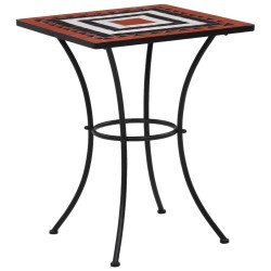 Table de bistro mosaïque Terre cuite et blanc 60 cm Céramique 