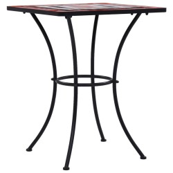 Table de bistro mosaïque Terre cuite et blanc 60 cm Céramique 