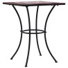Table de bistro mosaïque Terre cuite et blanc 60 cm Céramique 