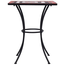 Table de bistro mosaïque Terre cuite et blanc 60 cm Céramique 