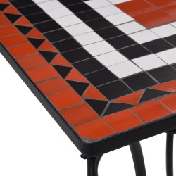 Table de bistro mosaïque Terre cuite et blanc 60 cm Céramique 