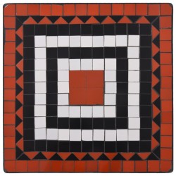Table de bistro mosaïque Terre cuite et blanc 60 cm Céramique 