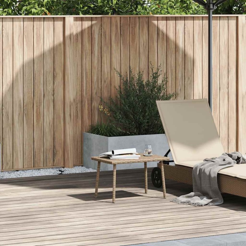 Table basse de jardin rectangulaire beige 60x40x37 cm rotin 
