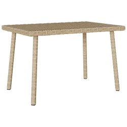 Table basse de jardin rectangulaire beige 60x40x37 cm rotin 