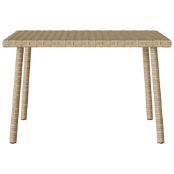 Table basse de jardin rectangulaire beige 60x40x37 cm rotin 