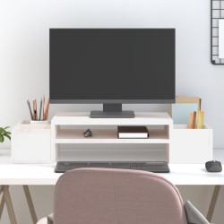 Support de moniteur Blanc 70x27,5x15 cm Bois de pin solide 