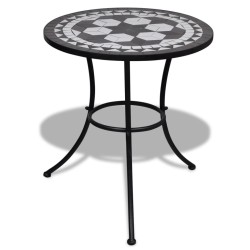 Table de bistro Noir et blanc 60 cm Mosaïque 