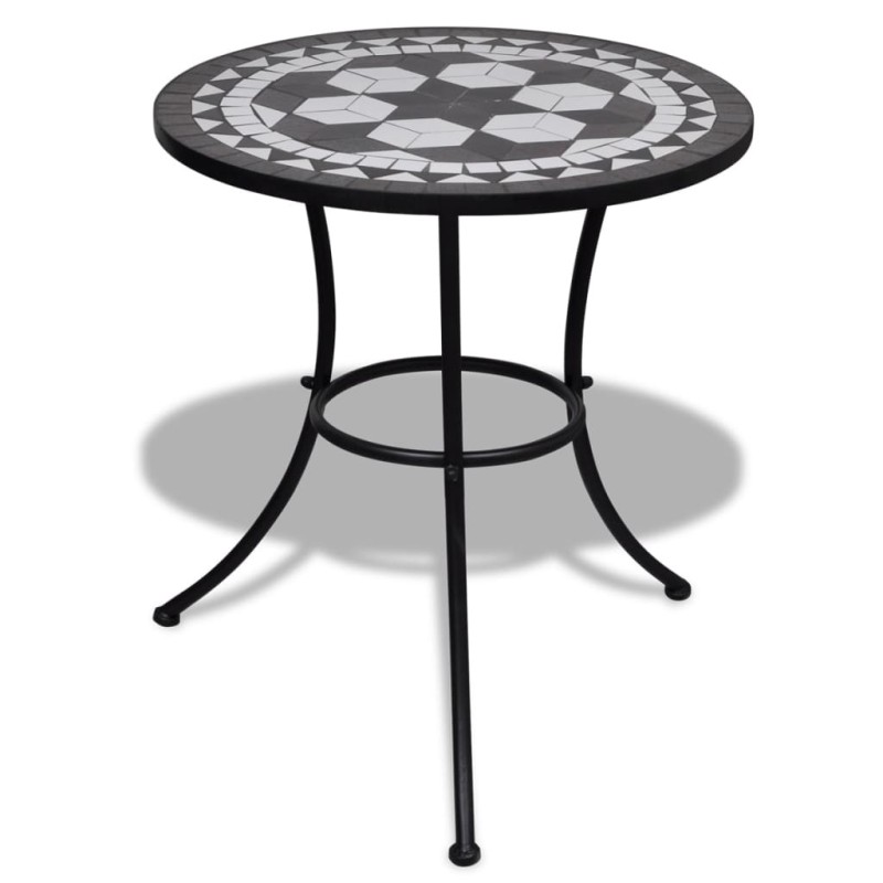 Table de bistro Noir et blanc 60 cm Mosaïque 