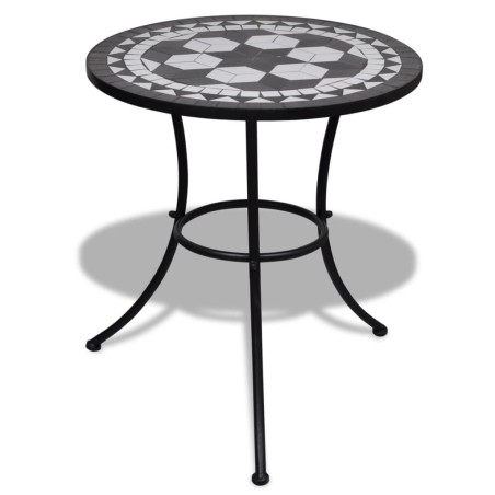 Table de bistro Noir et blanc 60 cm Mosaïque 