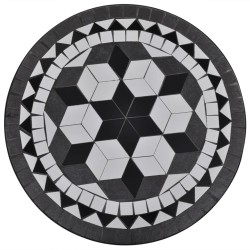 Table de bistro Noir et blanc 60 cm Mosaïque 