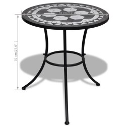 Table de bistro Noir et blanc 60 cm Mosaïque 