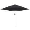 Parasol d'extérieur avec lumières LED et mât en acier Noir 