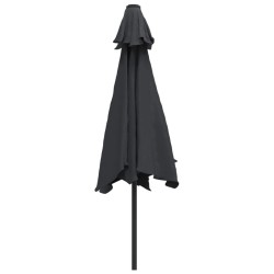 Parasol d'extérieur avec lumières LED et mât en acier Noir 
