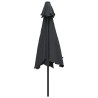 Parasol d'extérieur avec lumières LED et mât en acier Noir 