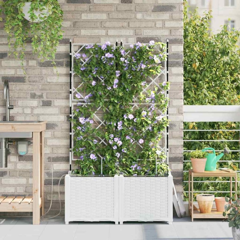 Jardinières de jardin 1 pc Blanc 80 x 40 x 142 cm Plastique 