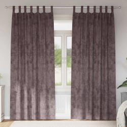 Ensemble de 2 rideaux en velours avec œillets marron, 260 x 140 cm 