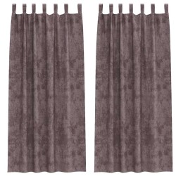 Ensemble de 2 rideaux en velours avec œillets marron, 260 x 140 cm 