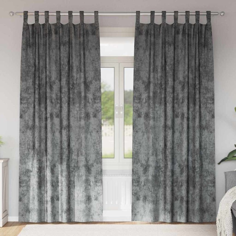 Rideaux en velours , 2 pièces avec œillets gris, 260 x 140 cm 