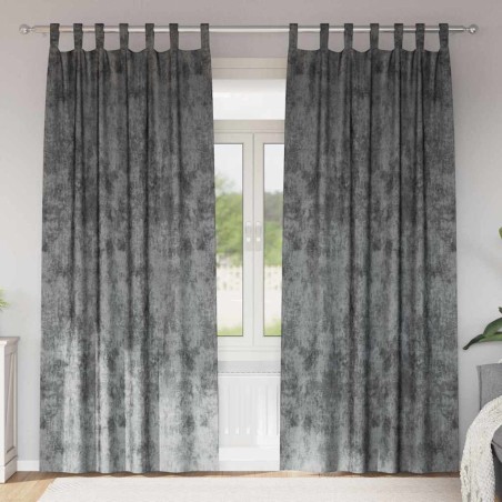 Rideaux en velours , 2 pièces avec œillets gris, 260 x 140 cm 
