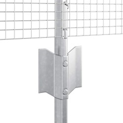 Clôture en fil soudé avec 5 poteaux en U Argent 0.6x25 m Acier 