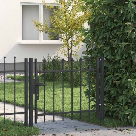 Porte de Clôture Gris 100 x 75 cm Acier revêtu de poudre 