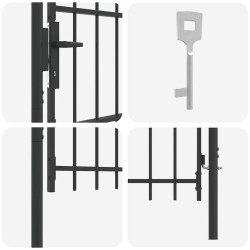 Porte de Clôture Gris 100 x 75 cm Acier revêtu de poudre 
