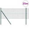 Clôture en fil soudé avec 13 poteaux Vert 0.4x25 m Acier 