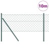 Jeu de Poteaux de Clôture Vert 0.8 x 10 m Acier galvanisé 