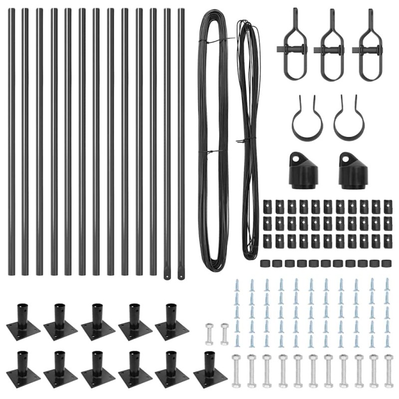Set de poteaux de clôture 13 pcs Gris Ø32mm 160 cm Béton 