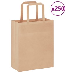 Sacs en papier 250 pcs avec poignées marron 18x8x22 cm 