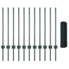 Poteaux de clôture 11 pcs U-Channel Vert 80 cm Acier 